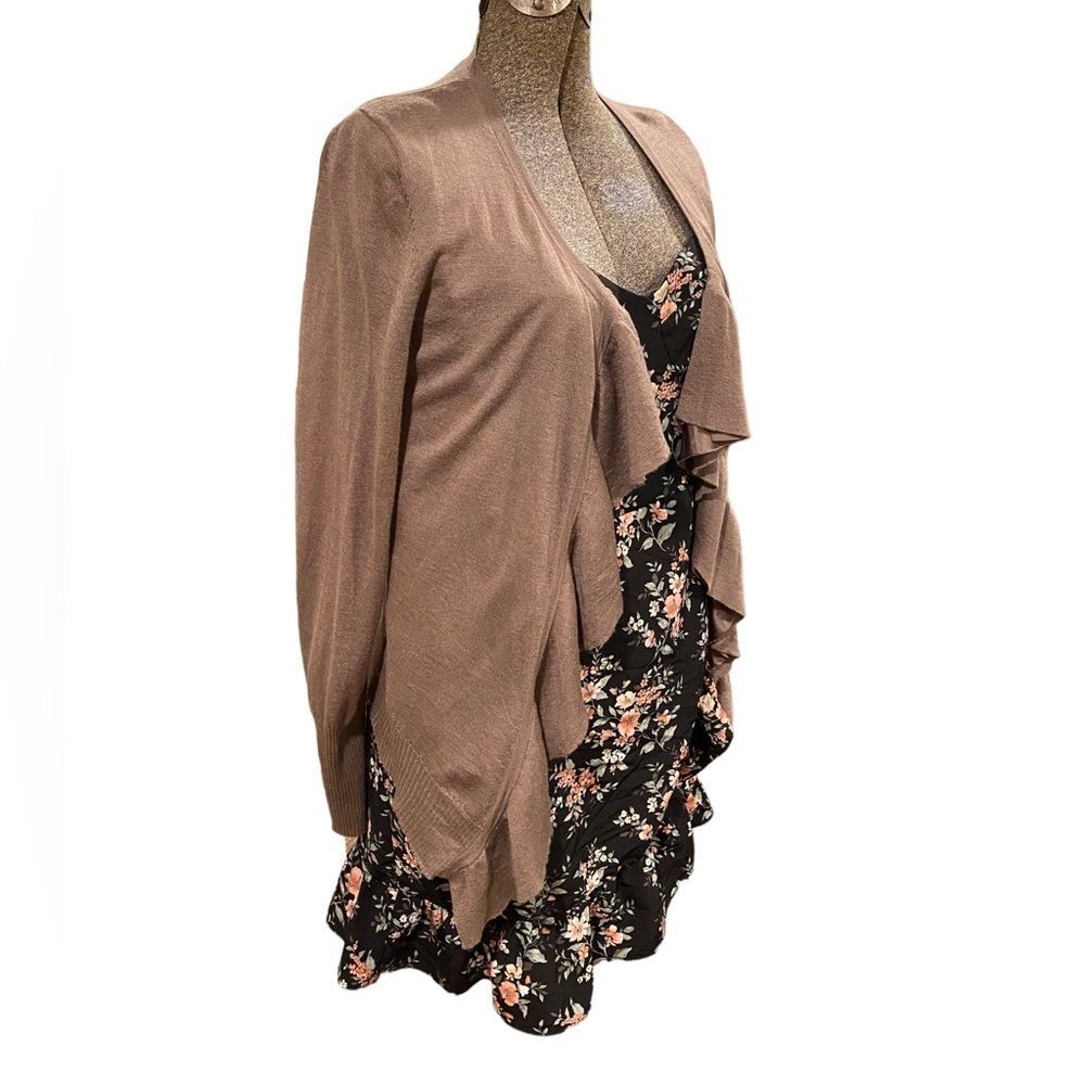Banana Republic Brown Loose Ruffle Open Draped Cardigan size Medium